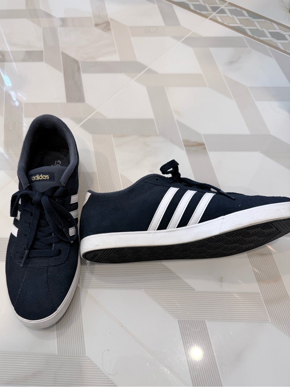 Adidas Women  low top Navy Sneaker with White Stripes